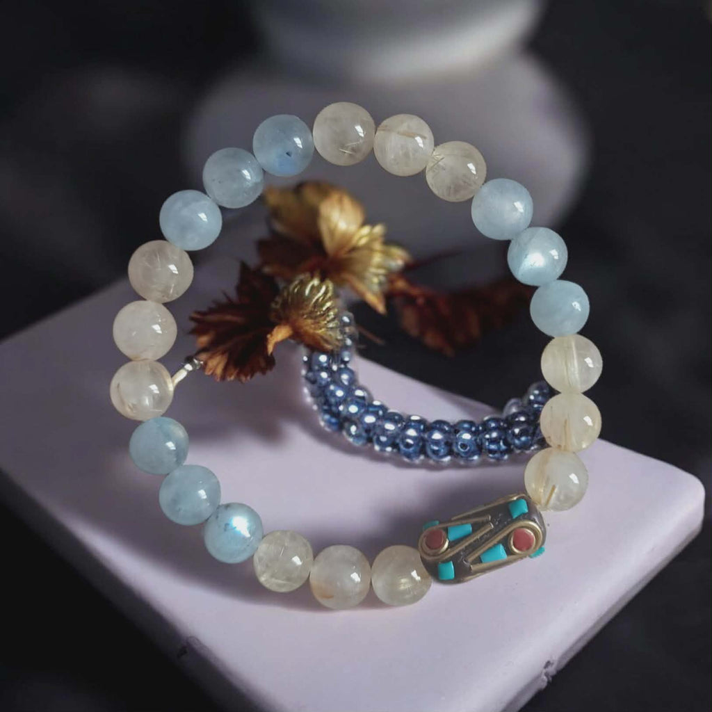 Bracelet Labradorite et Quartz Rutile - Prisme indie