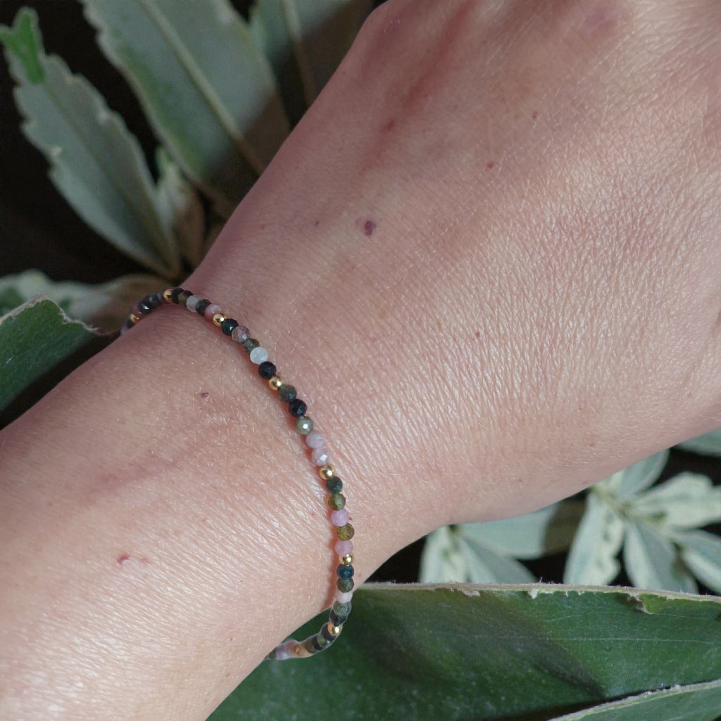 Bracelet Tourmaline Elbaïte & Or 24K — Jardin d'Or