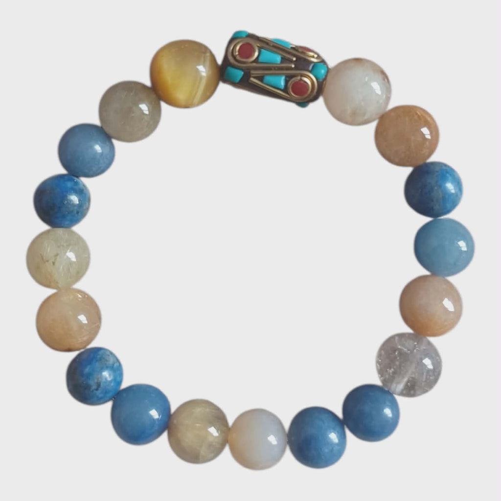 Bracelet Lapis-lazuli et Quatz Rutile Doré - Cosmos Indie