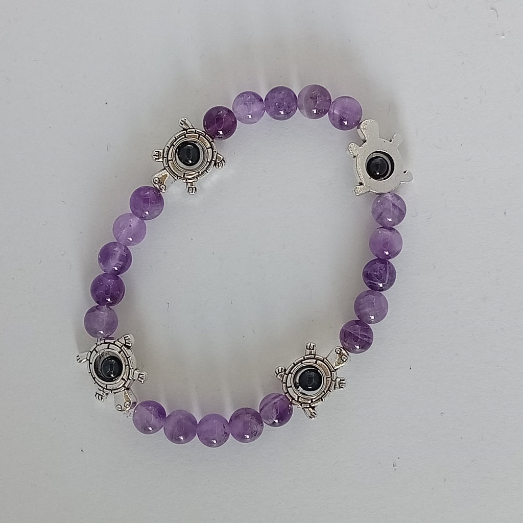 Bracelet-Chevron Amethyst-Petite Fleur,Papillon,Tortue.
