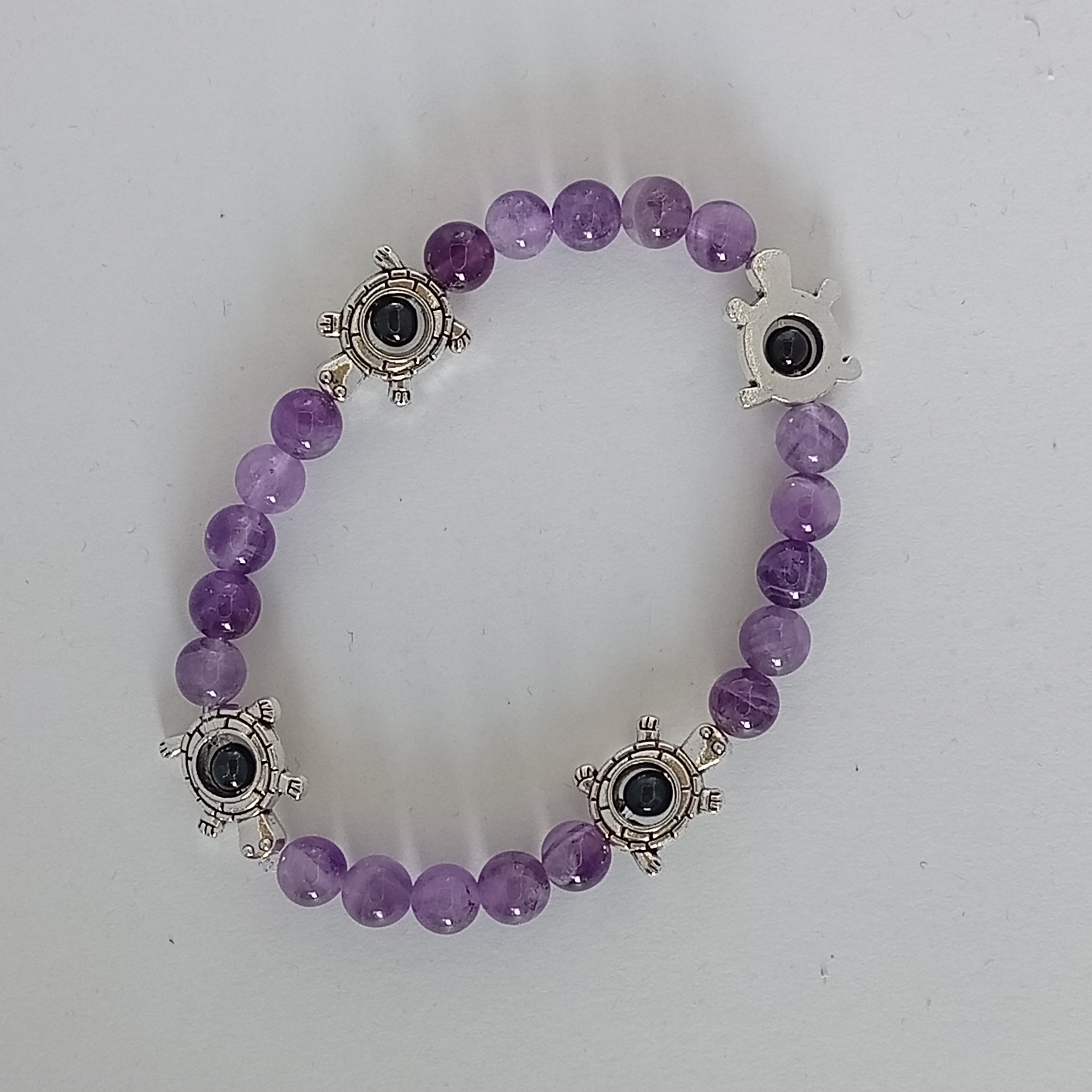 Bracelet-Chevron Amethyst-Petite Fleur,Papillon,Tortue.