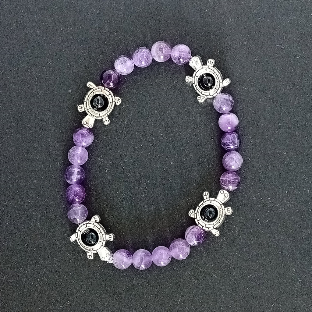 Bracelet-Chevron Amethyst-Petite Fleur,Papillon,Tortue.