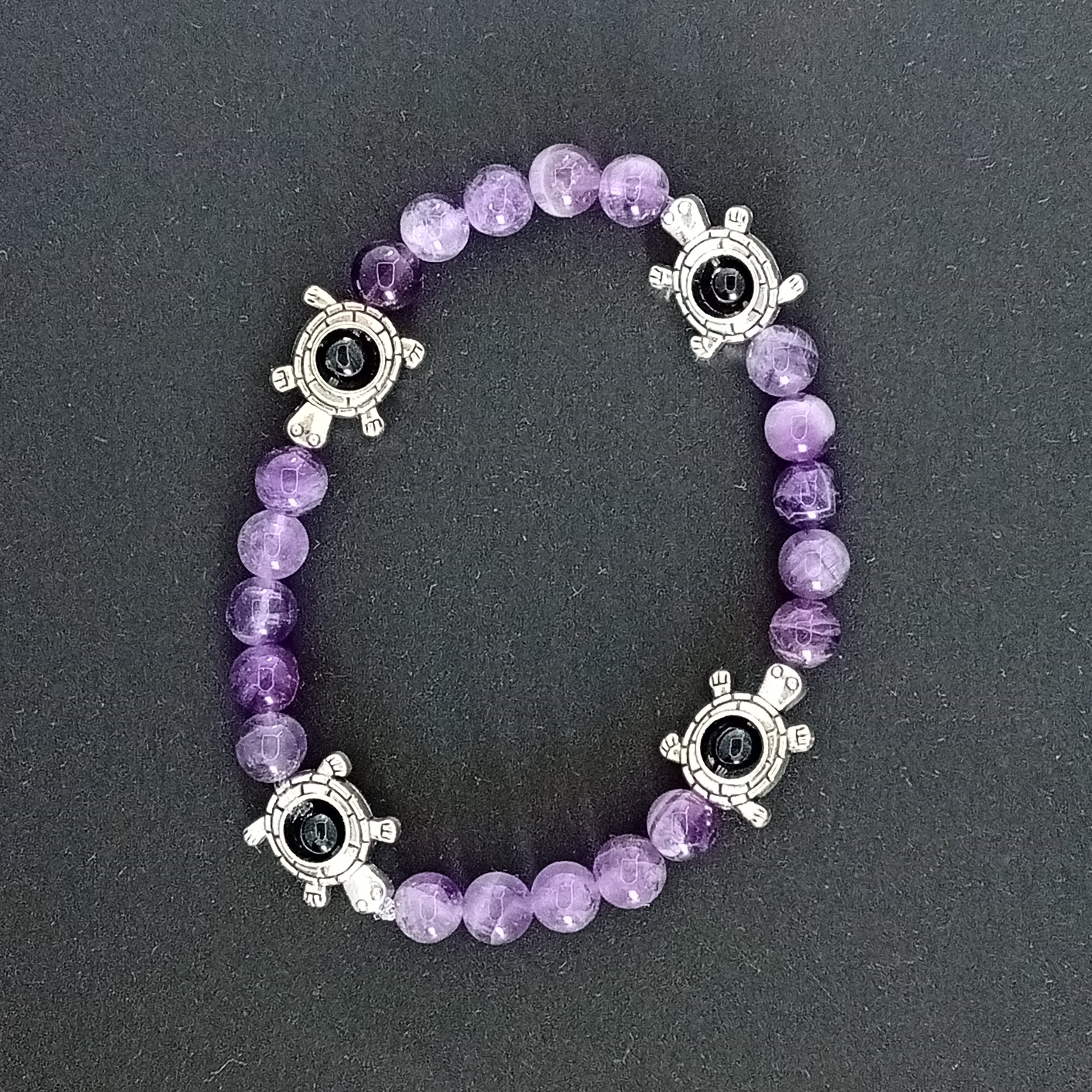 Bracelet-Chevron Amethyst-Petite Fleur,Papillon,Tortue.