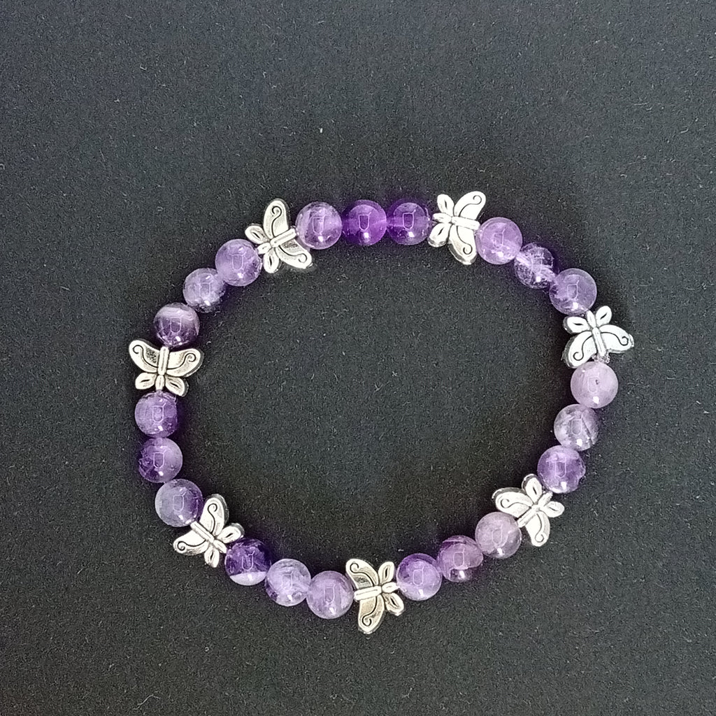 Bracelet-Chevron Amethyst-Petite Fleur,Papillon,Tortue.