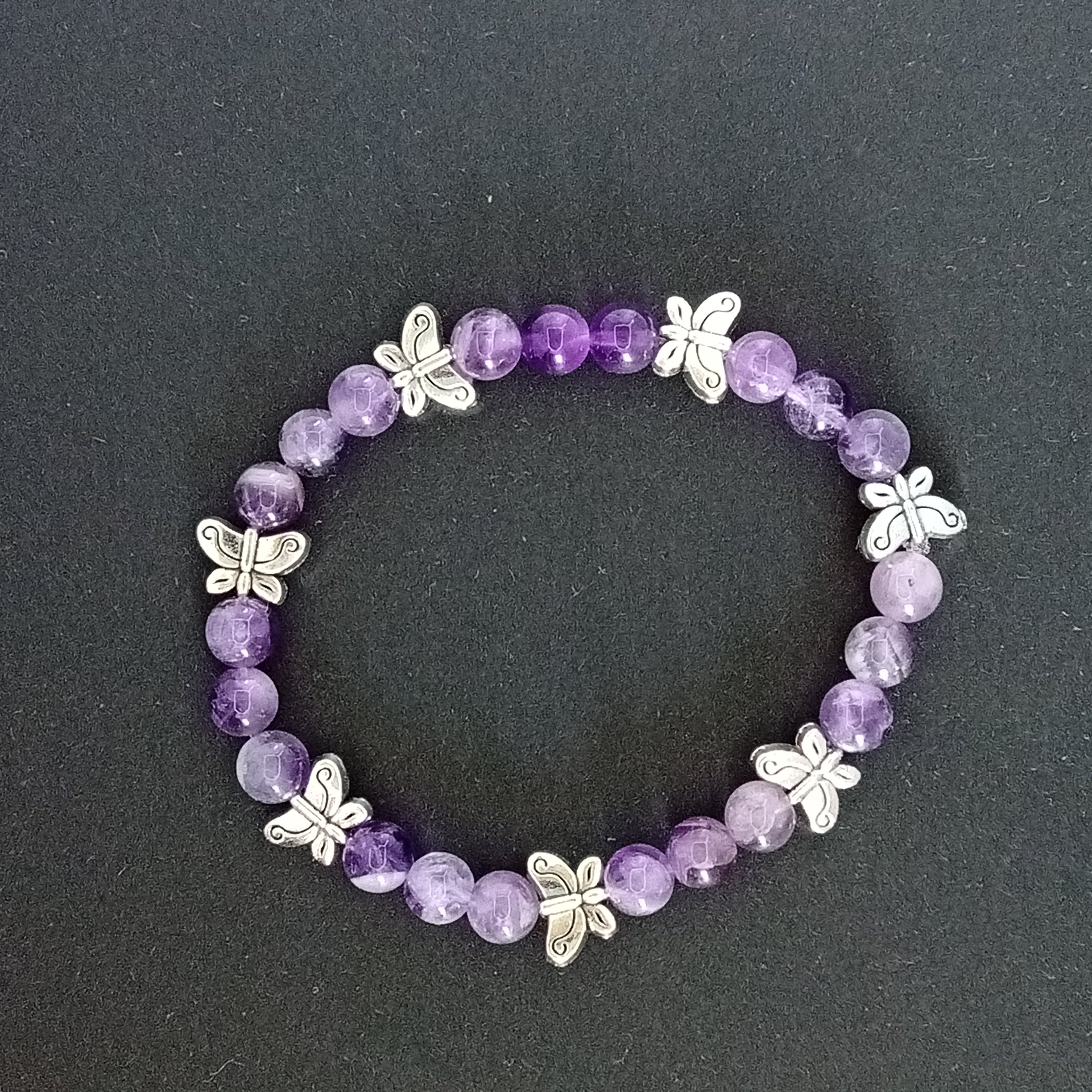 Bracelet-Chevron Amethyst-Petite Fleur,Papillon,Tortue.