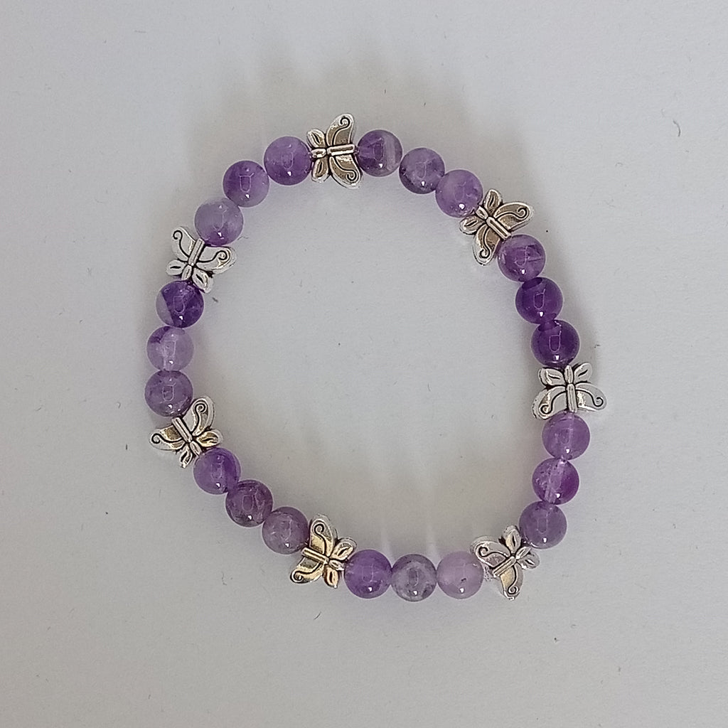 Bracelet-Chevron Amethyst-Petite Fleur,Papillon,Tortue.