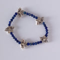 Bracelet-Lapis Lazuli-Fleur de Lotus, Éléphant, Petit Fleur.