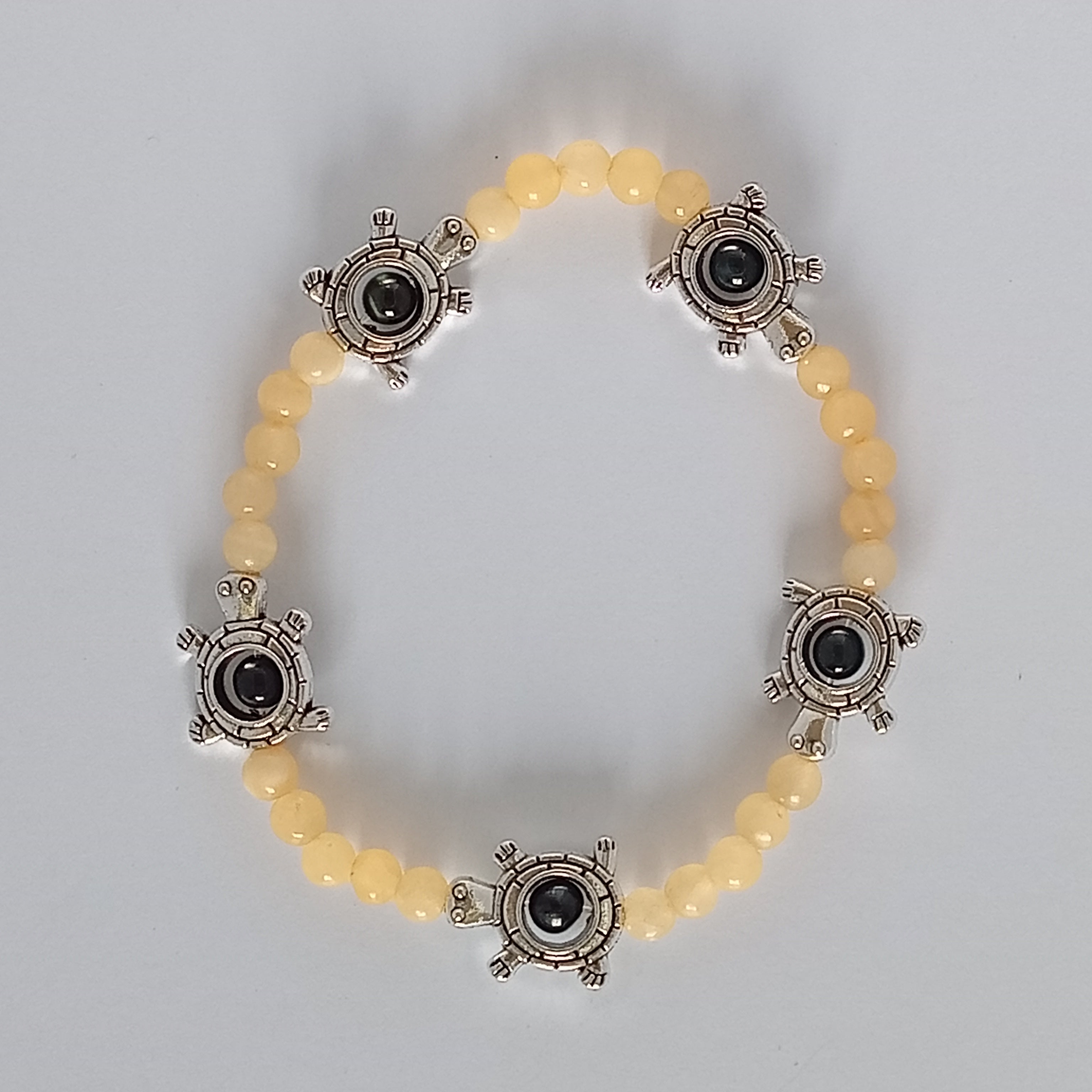 Bracelet-Yellow Calcite- Tortue, Papillon,Éléphant
