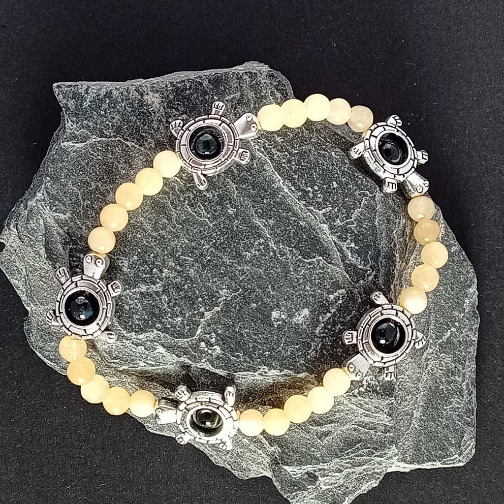 Bracelet-Yellow Calcite- Tortue, Papillon,Éléphant