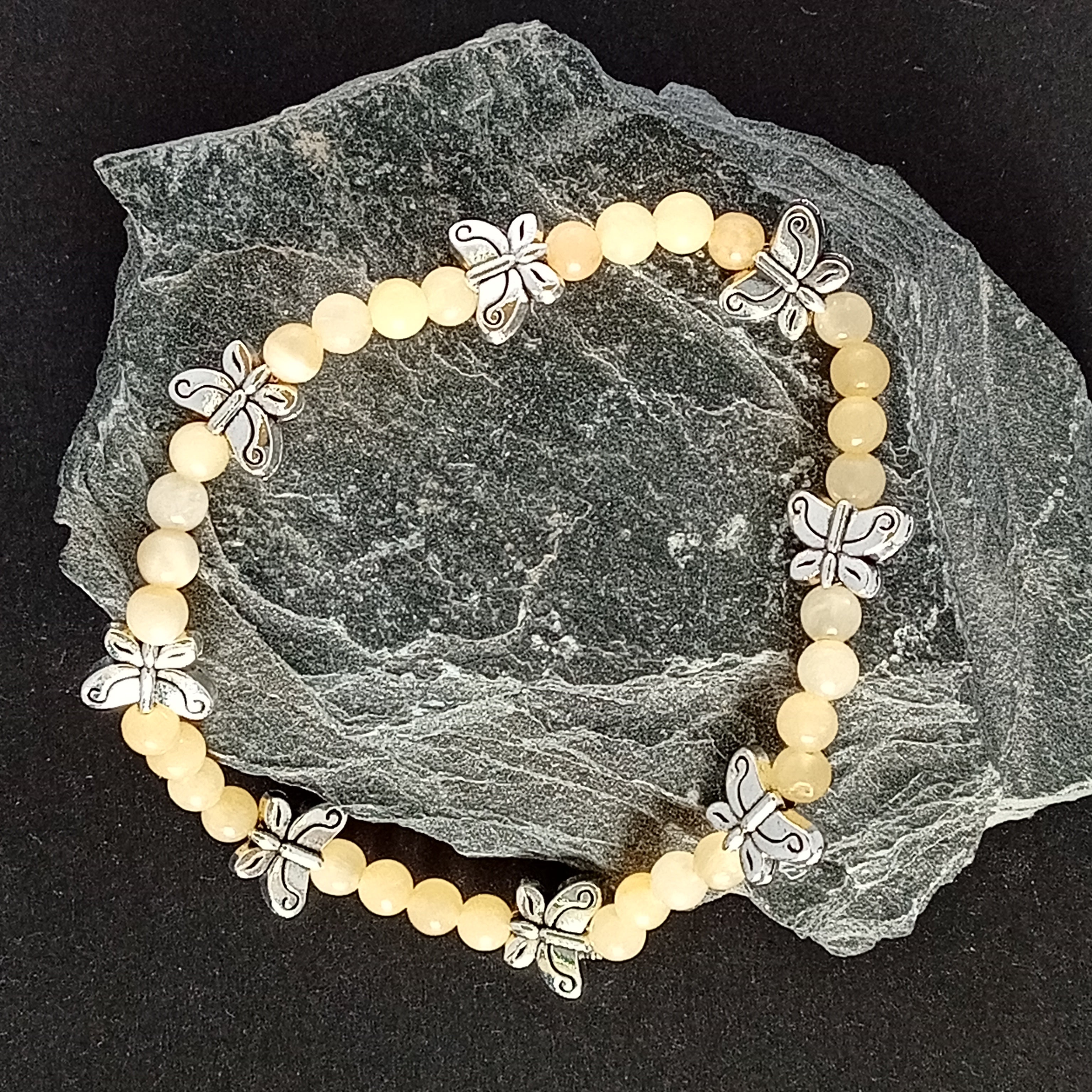 Bracelet-Yellow Calcite- Tortue, Papillon,Éléphant