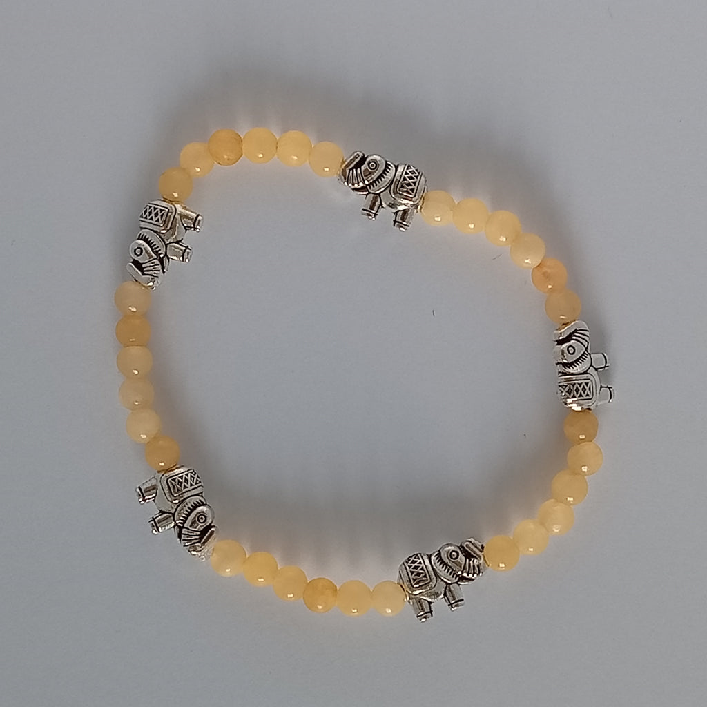 Bracelet-Yellow Calcite- Tortue, Papillon,Éléphant