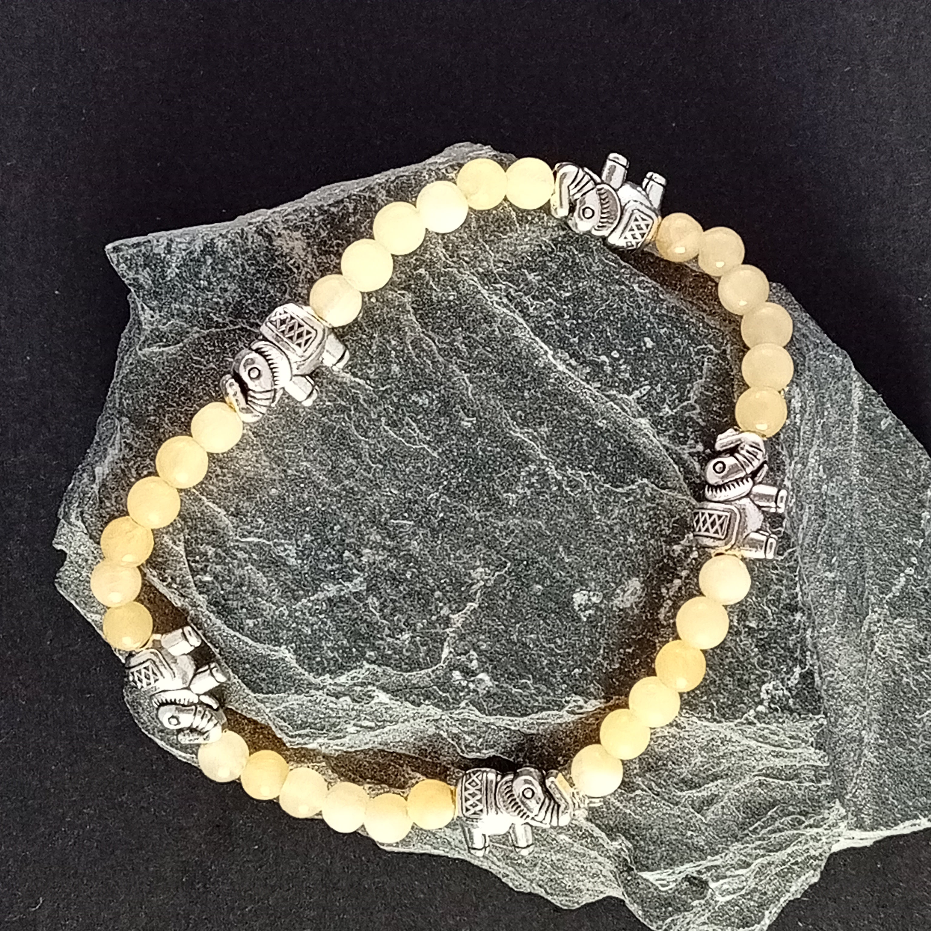 Bracelet-Yellow Calcite- Tortue, Papillon,Éléphant