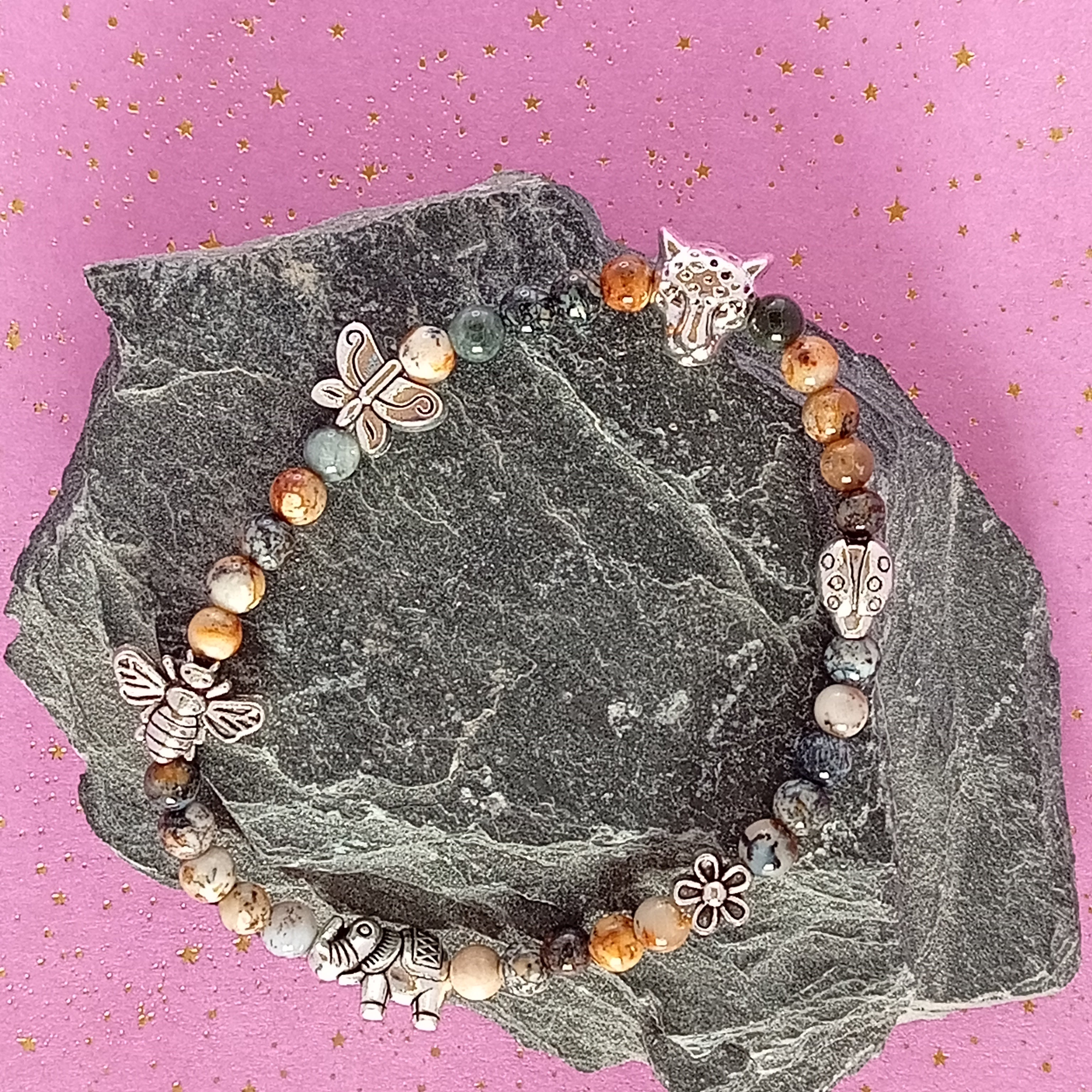 Bracelet-Dentritice Opal- Coccinelle, Tortue, Multi Animaux