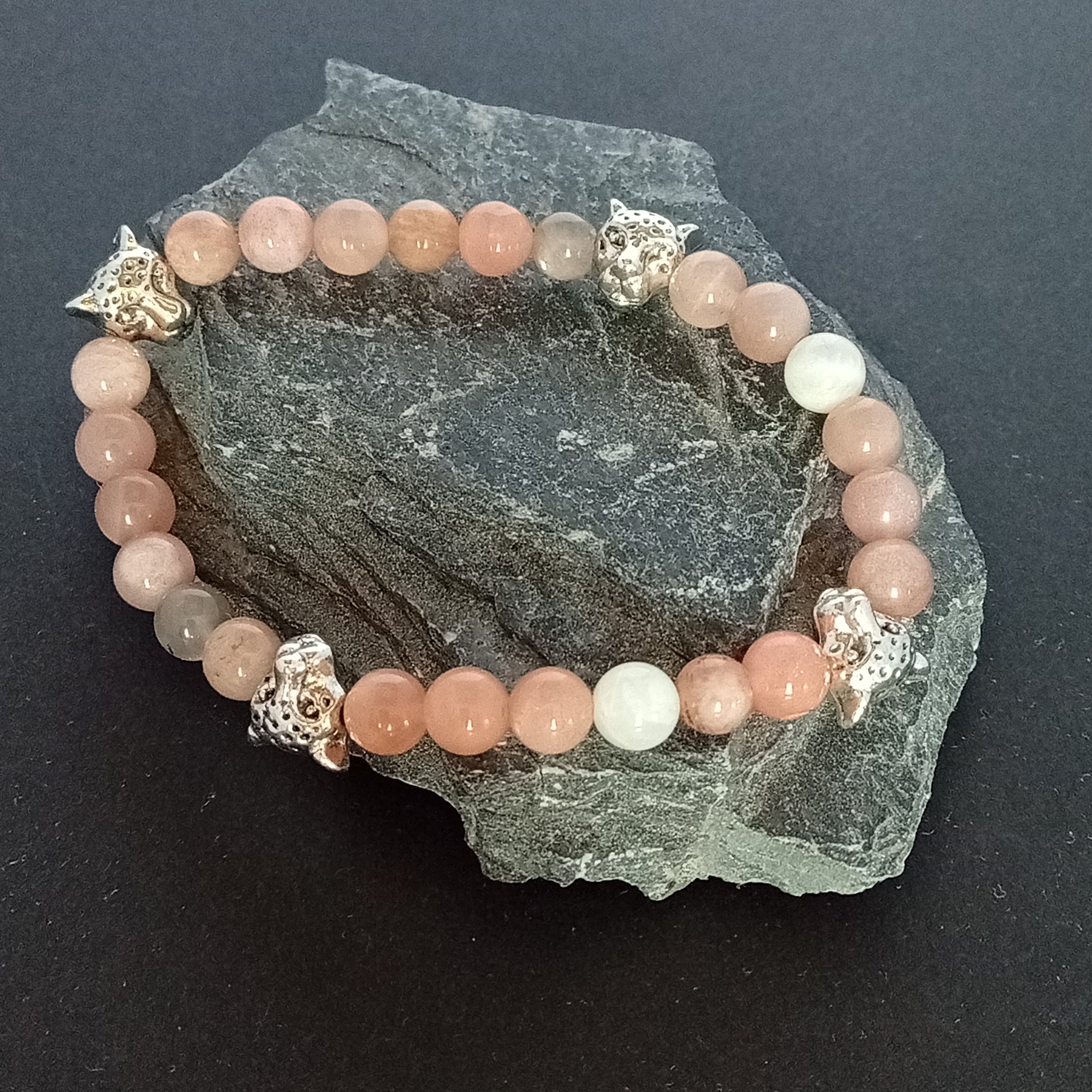 Bracelet Pierre de Lune Tête de Tigre