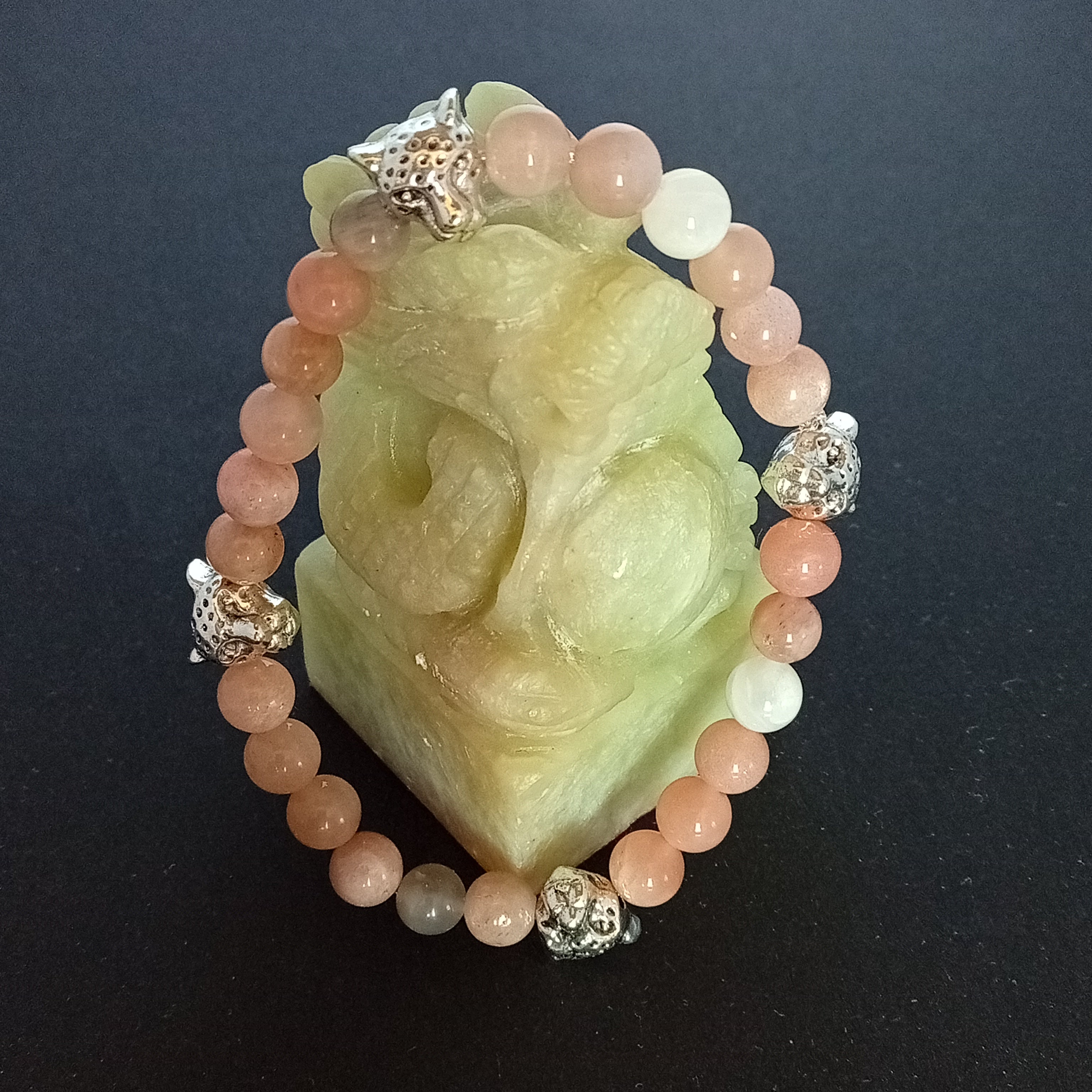Bracelet Pierre de Lune Tête de Tigre