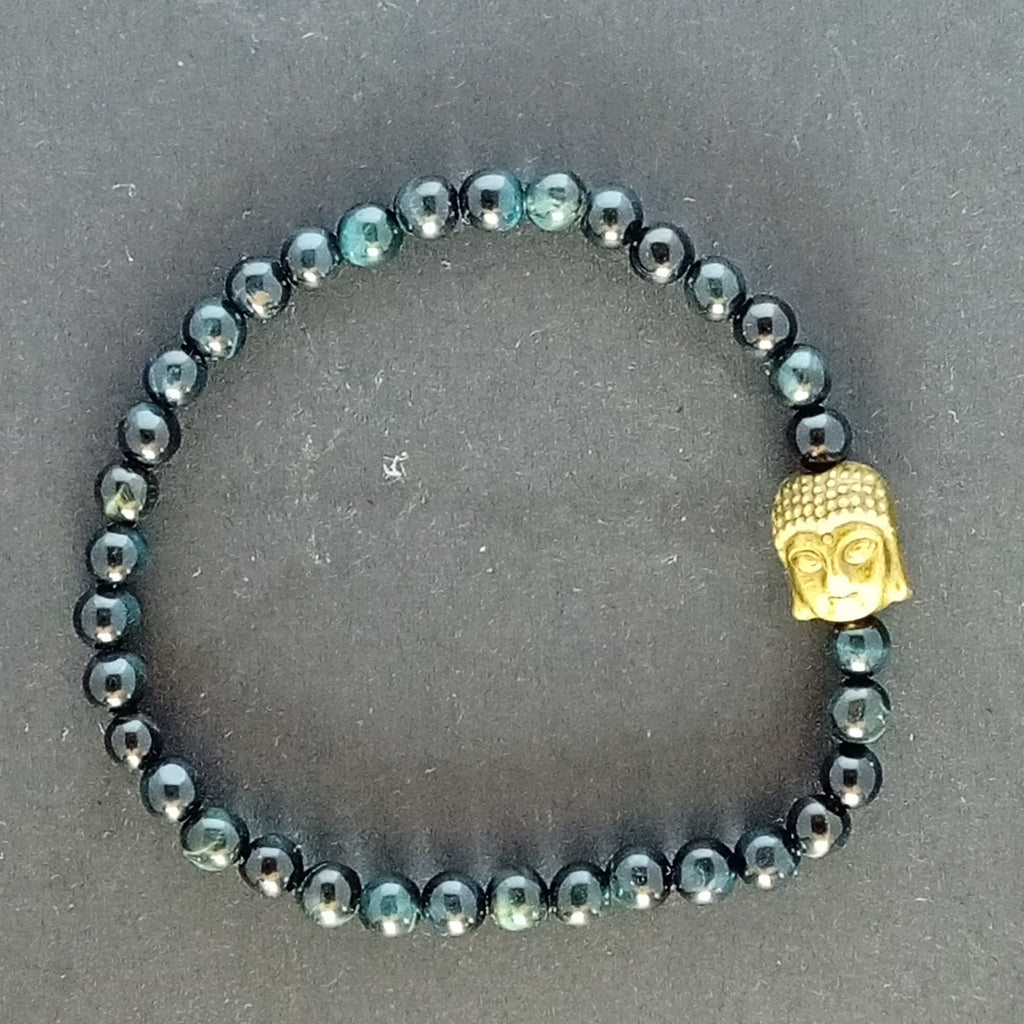 Bracelet Bleu Tiger Eye avec Bouddha