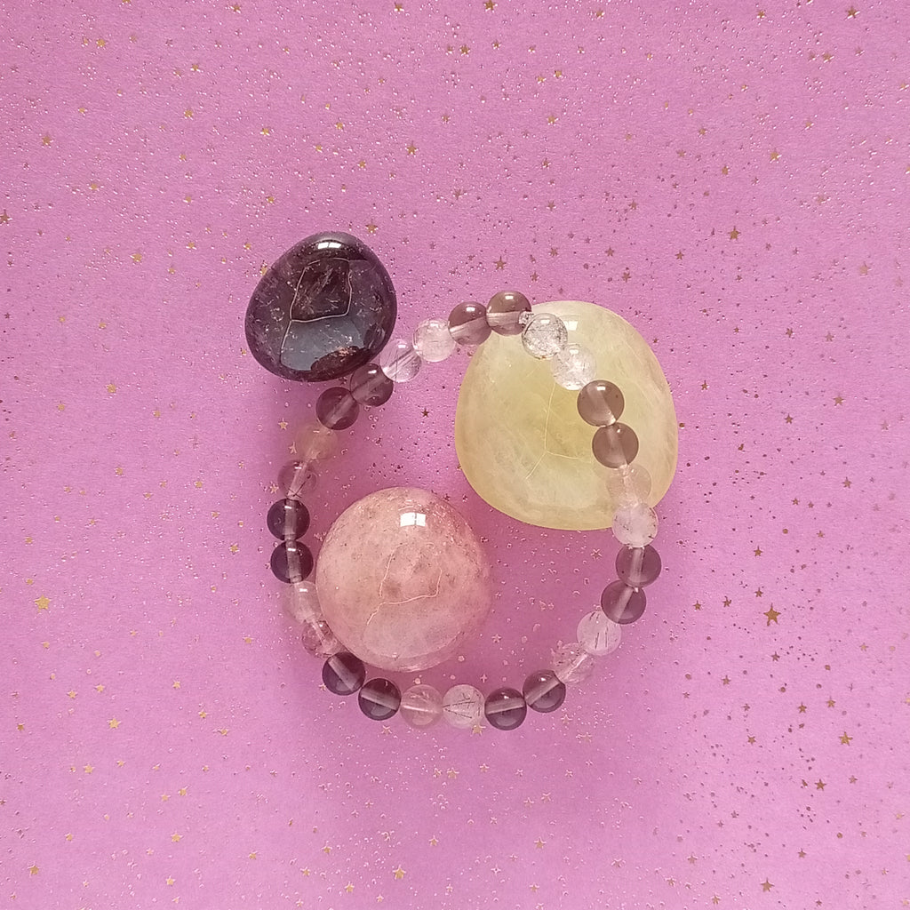Bracelet Alliance de Quartz Fumé et Quartz Rutile :  Origin 1