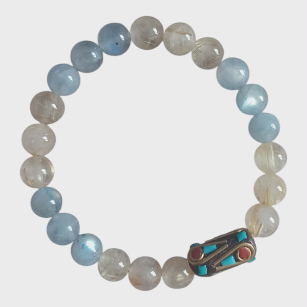 Bracelet Labradorite et Quartz Rutile - Prisme indie