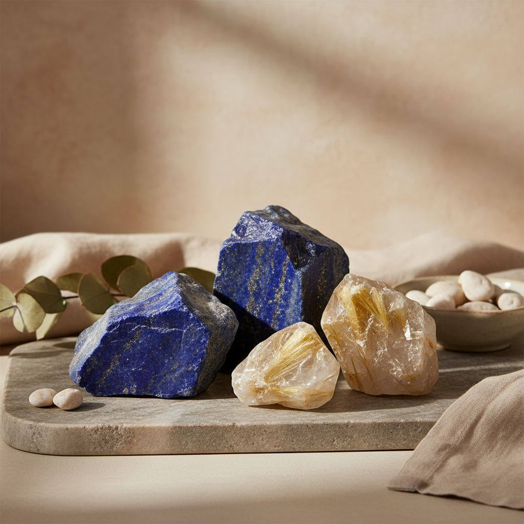 Bracelet Lapis-lazuli et Quatz Rutile Doré - Cosmos Indie