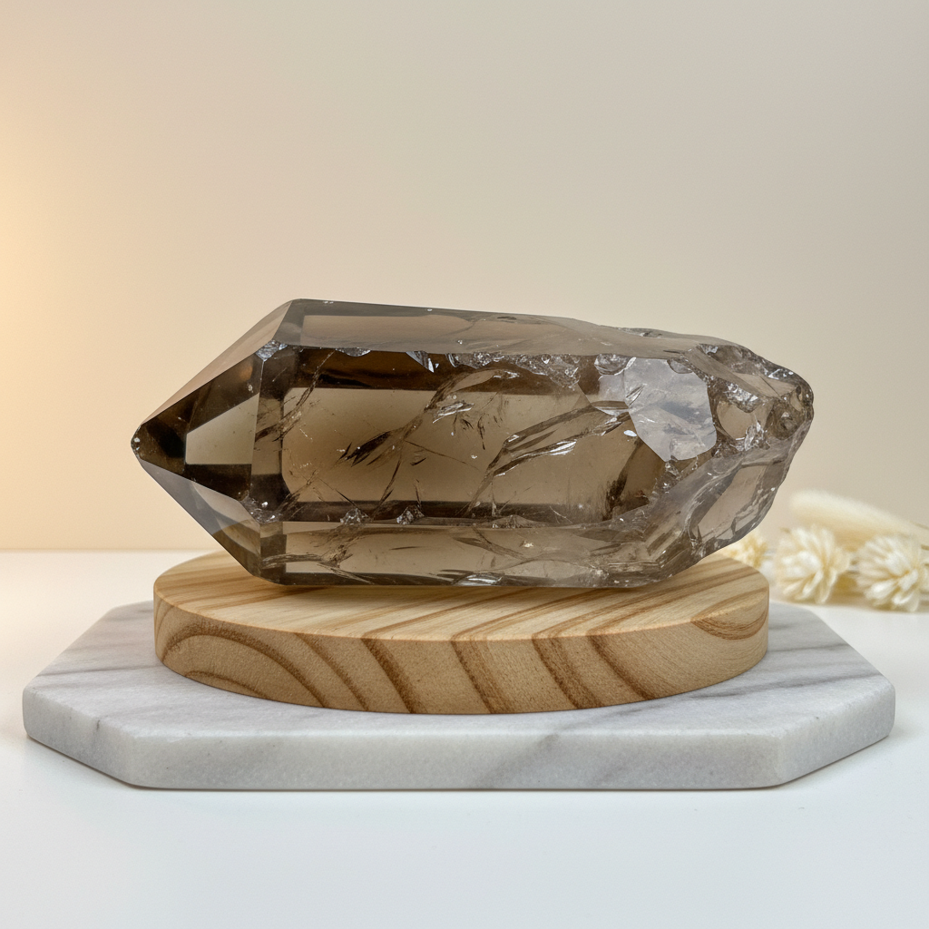 Bracelet Quartz Fumé Naturel — Brume du Matin Indie
